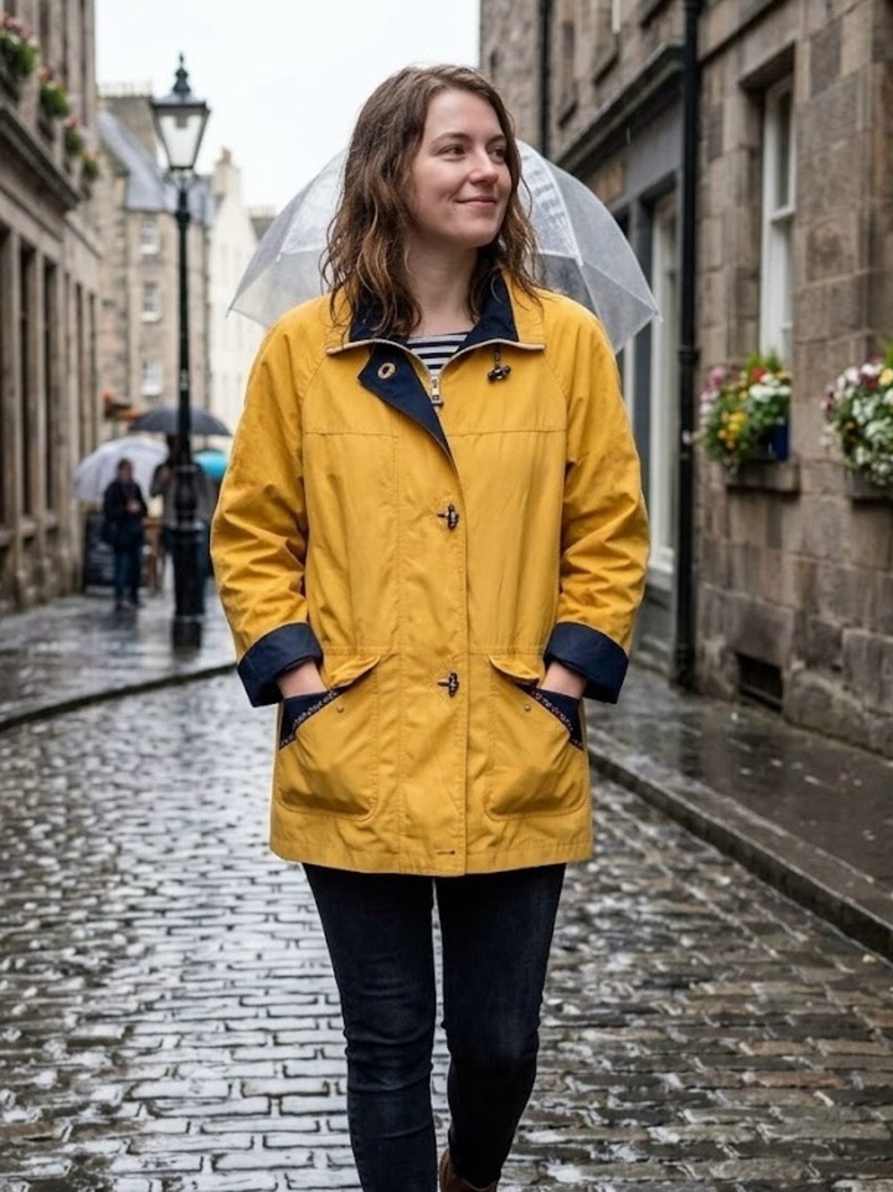 Sequence Mustard Yellow Nautical Coastal Windbreaker Jacket Size 11/12 Bold Chic